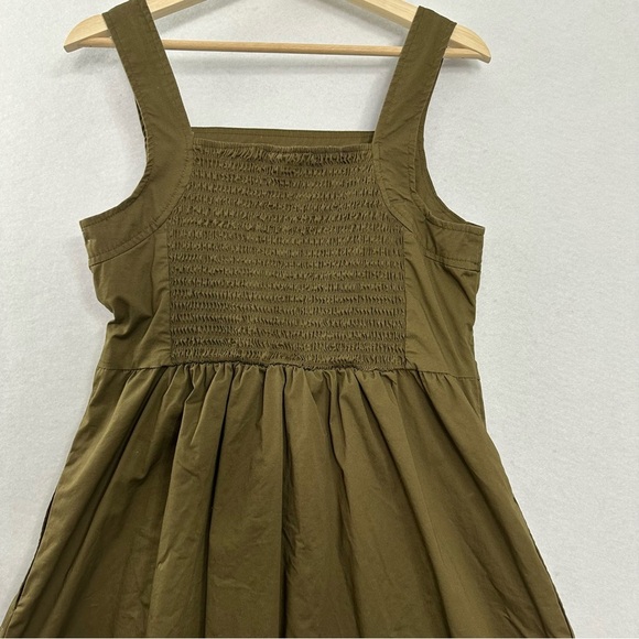 Knox Rose Milkmaid Midi Dress Womens Medium Olive Green Pockets Smocked Fall - Picture 9 of 11